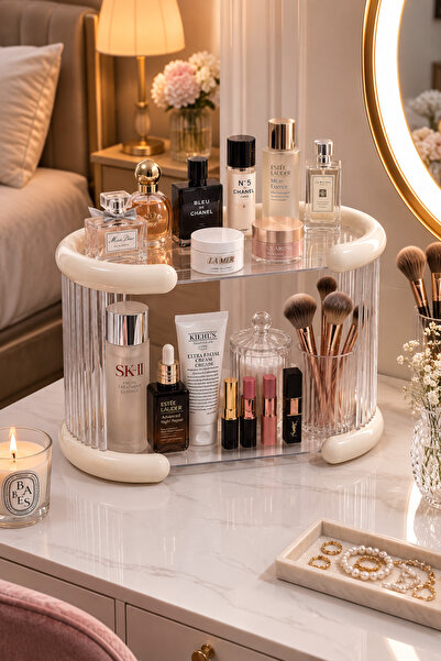Binbirreyon 2-Shelf Acrylic Bathroom Shelf Organizer Makeup Organizer 37cm Dd050