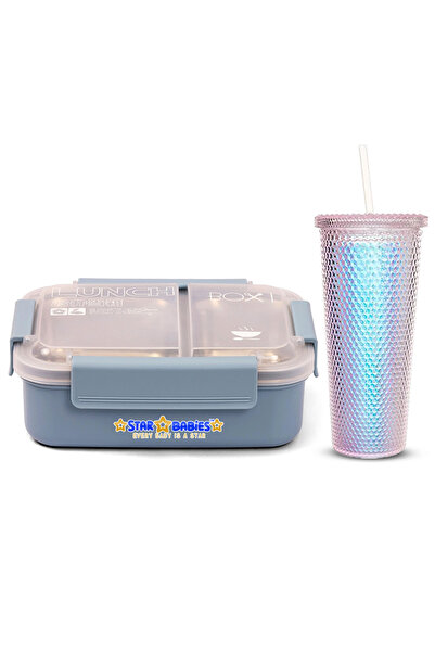 STAR BABiES 1100ml Stainless Steel Lunch Box and Large Textured Hydration Tra...