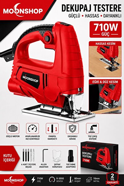 MOONSHOP Pro New Seri Bakır Sargılı 710W Professional Devir Ayarlı Dekupaj Bı...