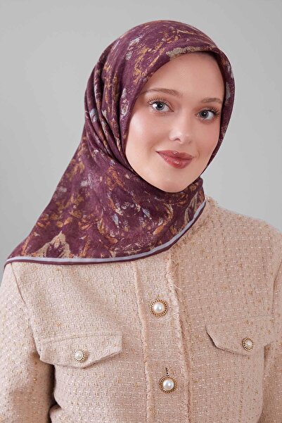 Levidor Chocolate - Coffee Retro Floral Pattern Silk Coton Scarf