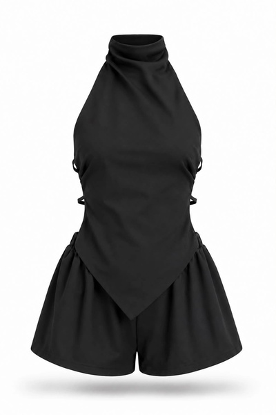 Eka Women's Black Miami Shorts Blouse Set 5430
