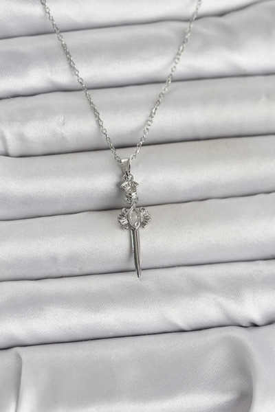 ALKASAZ 316L Steel Chain Silver Color Sword Model Women's Necklace