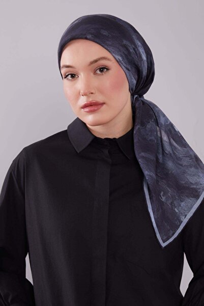 Levidor Black Wave Pattern Silk Cotton Scarf