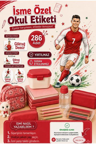 Sim Tasarım Futbolcu Okul Etiketi Kalem Defter Etiketi Özel İsim Yazılabilen ...