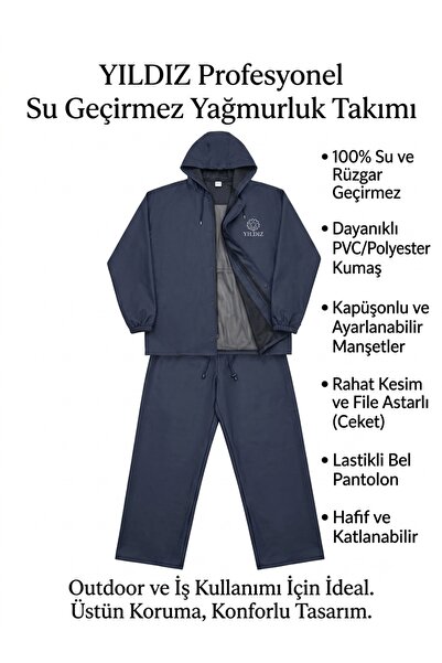 YILDIZ Su Geçirmez Yağmurluk Takımı - Alt Üst Profesyonel Balıkçı ve İş Yağmu...