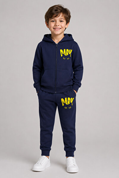 han elegant Σετ παιδικής φόρμας Unisex με φερμουάρ, κίτρινο με σκούρο σχέδιο