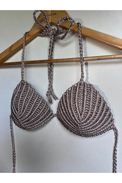 SUNGLOW Swimwear Sutien macrame Platinum Metalizat