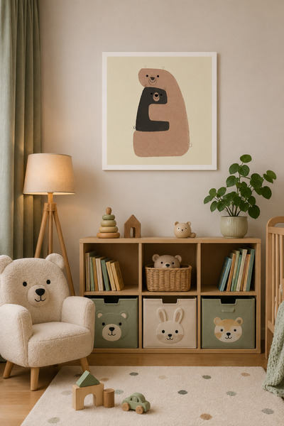JHAAR Masă din MDF cu aspect de ramă pentru camera copiilor, cu design Mamă ș...
