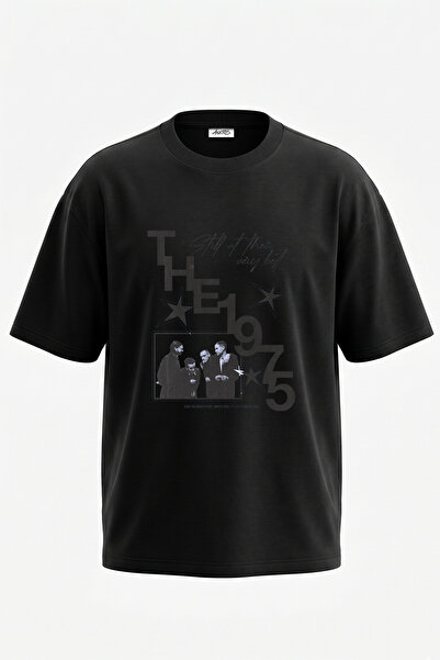 Anetos The 1975 Design Printed Oversize Black T-Shirt