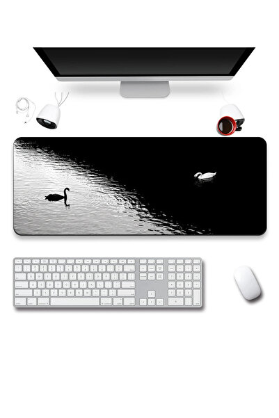 SonicTouch Keyboard Mousepad 40X90Cm Balance of Swans Seamless Smooth Liquid-...