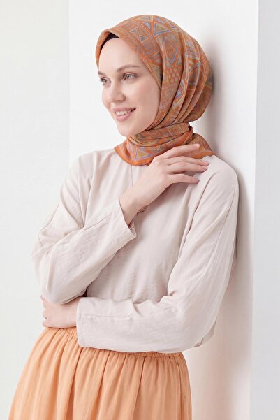 Silk Home Soft Scarf Geometric Dark Orange