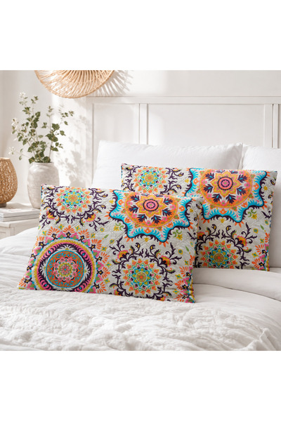 Kotonia Home Set de 2 perne matlasate 50x70 cm, 630 g/buc, decor floral 011