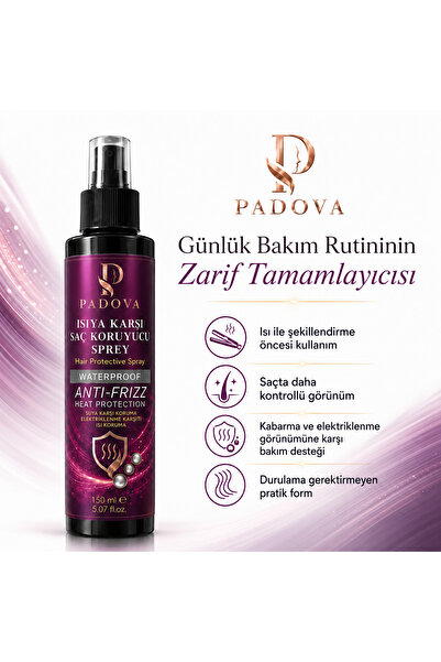 PADOVA Isıya Karşı Saç Koruyucu Sprey 150 ml Anti-Frizz Elektriklenme Karşıtı...