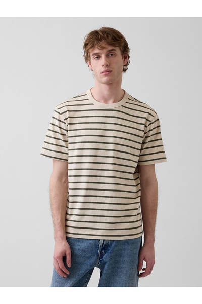 GAP Erkek Bej Heavyweight Relaxed T-Shirt