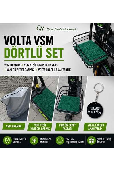 Volta Vsm Dörtlü Set Branda + Yeşil Kıvırcık Paspas + Ön Sepet Paspası + Logo...