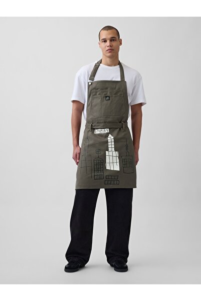 GAP Erkek Gri Jean-Michel Basquiat Kanvas Önlük