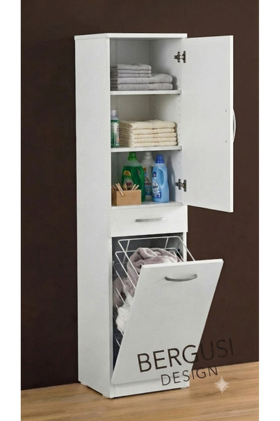 Bergusi Design Çok Amaçlı Kirli Çamaşır Sepeti Dolabı - Şıklık ve Düzen Bir A...