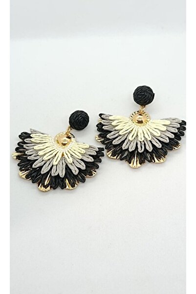 ndjewelry أقراط نوير السوداء المصنوعة من الخوص