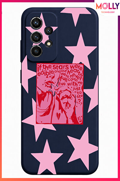 Molly SAMSUNG GALAXY A53 İçin Gece Mavisi Craving Stars Desenli İçi Kadife Si...