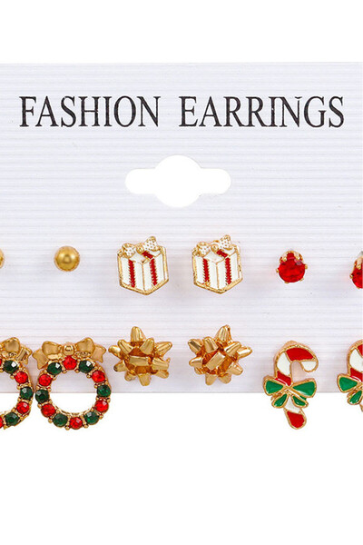 VeeShop Set 12 cercei de Craciun, acadele, fundite, coronite, cadouri, crista...