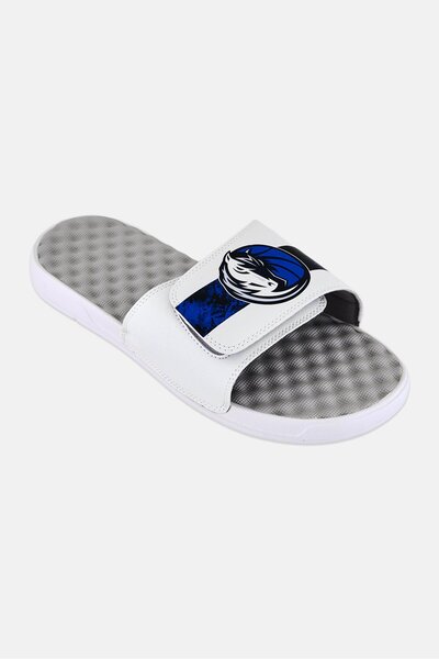 iSlide Men Dallas Mavericks Distressed Slip On Slides, White