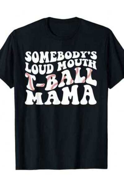 KYMC07 تي شيرت رجالي بطبعة Somebody's Loud Mouth T-Ball Mama Teeball Mom Moth...