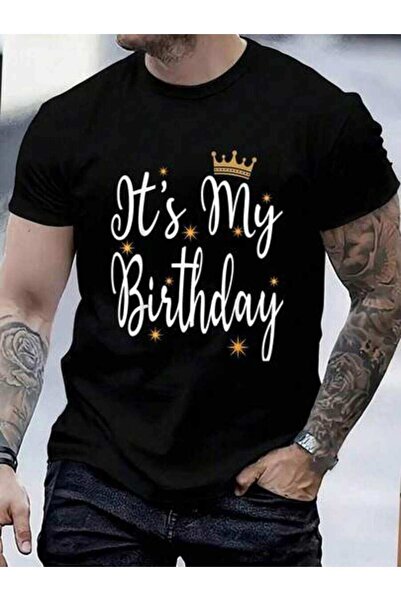 799 قميص رجالي قطني 100% بطباعة 'It's My Party' و'Cool Birthday Crew' و'Happy...