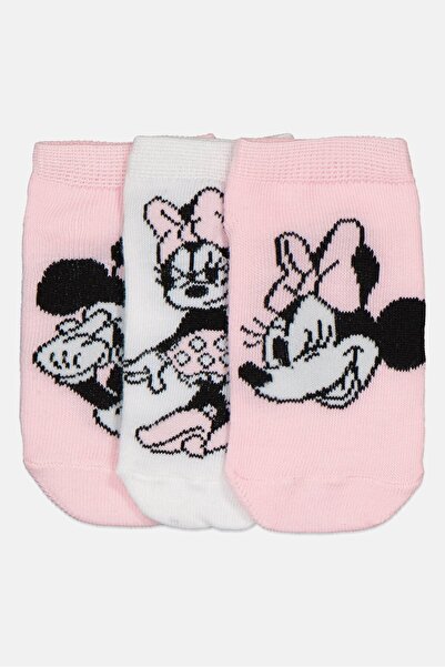 Disney Kids Girl 3 Pairs Mickey And Friends Graphic Print Ankle Socks, Multic...
