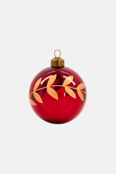 Muy Mucho Leaf Ball Ornaments, Red