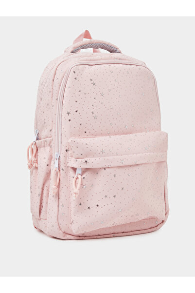 Styli Teen Girls Pink Graphic Star Print Backpack