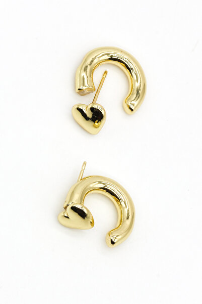 Nearsis Gold Heart Detailed Earring
