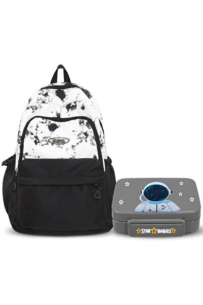 STAR BABiES Kids Backpack & Lunch Box Combo Set Black & Gray