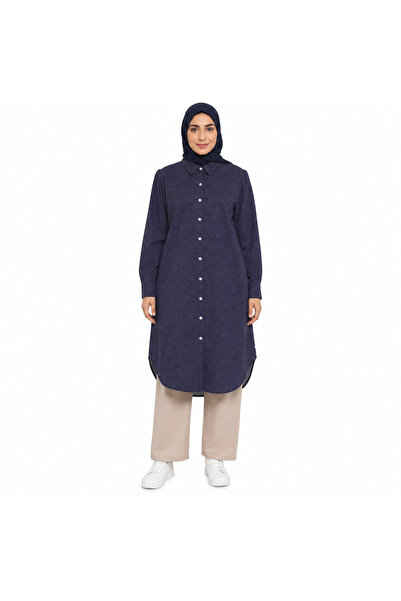 Generic تونيك نسائي كحلي منقط بأزرار