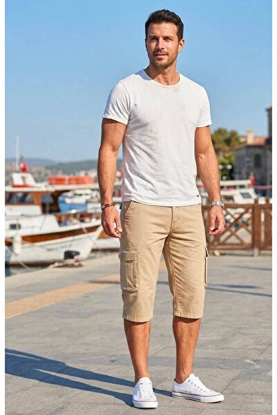 NTJ NAVTEX JEANS NTJ NAVTEX JNS Krem Erkek Kapri Likralı Gabardin Diz Altı Ka...