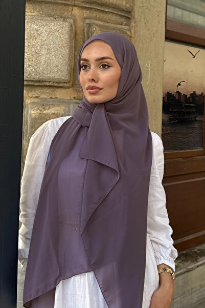 Madame Polo Crepe Chiffon Shawl - Purple