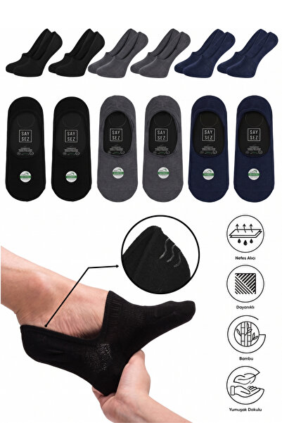 SAYSEZ Bamboo Men's Ballerina Socks Seamless Invisible Anti-Slip Heel Silicon...
