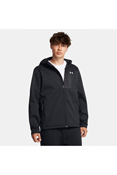 Under Armour معطف أسود بغطاء للرأس للرجال من شيلد