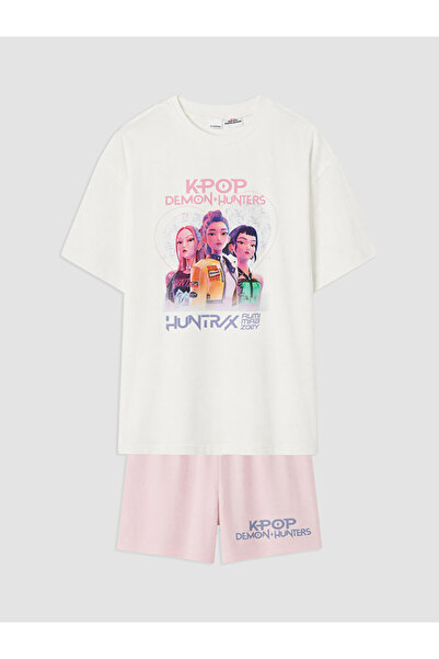 LC Waikiki K-Pop Demon Hunters Printed Girls' Shorts Pajama Set