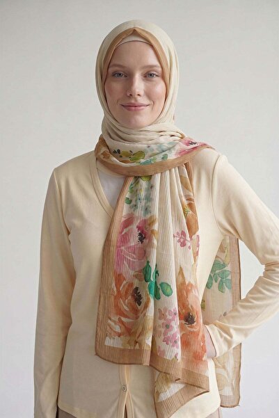 Levidor Mustard Leaf Patterned Muslin Shawl