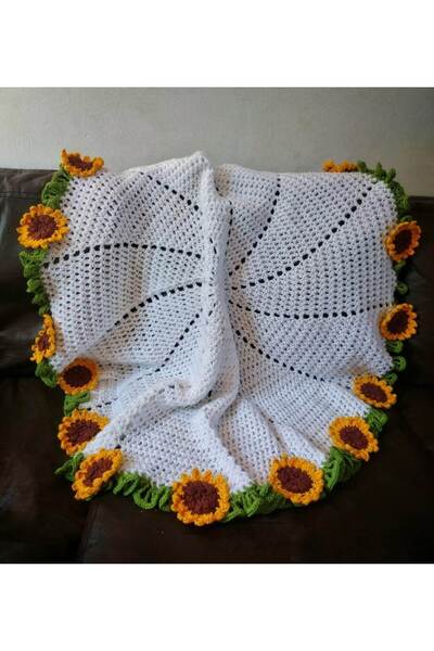 ARTTMACRAME Hand Knitted Bouquet Model Tv Blanket and Shoulder Shawl – Soft, ...
