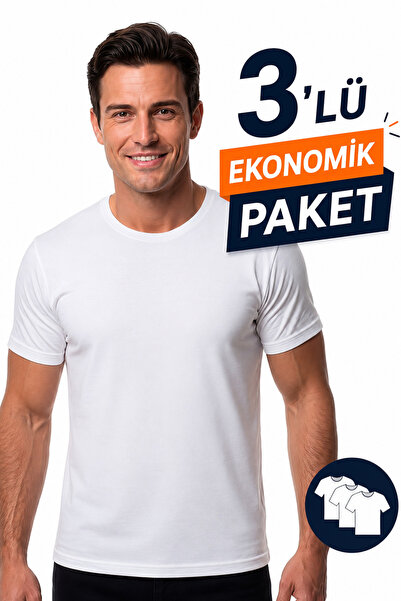 DONEX 2146 3-Pack Combed Cotton 0-Neck Men's Undershirt 3-Pack