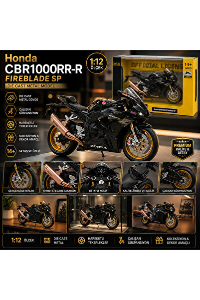 Cici Oyuncak Honda CBR1000RR-R Fireblade SP Siyah 1:12 Die Cast Model Motor L...