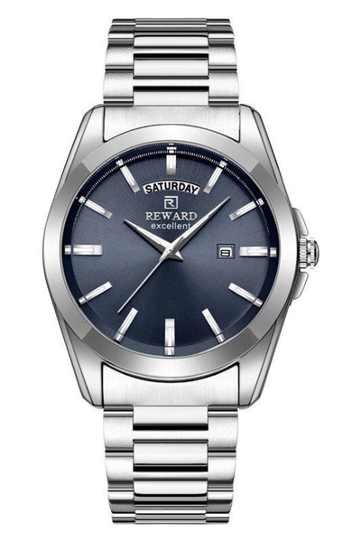 Reward Rwa147121 Men's Silver Steel Band Petrol Blue Dial Wristwatch