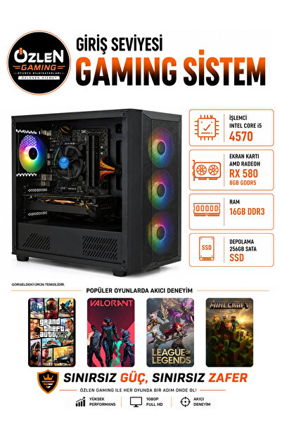 ÖZLEN XS4 İ5 4570 RX 580 8GB 16GB RAM 256GB SATA SSD Oyuncu Bilgisayarı