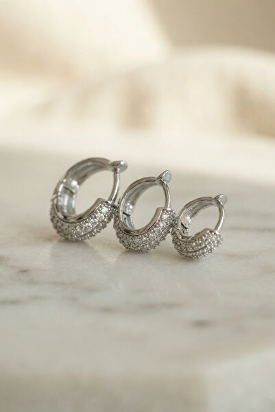 Skygo Ramia Premium |   Silver Color 3-Piece Zircon Stone Hoop Earring Set Tj...