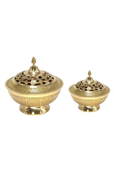 Al Athar Arts Dry Fruit Bowl and Sugar Candy Bowl with Cut Work Lid ( diameter 6''x height 6''x weight0.750gram )