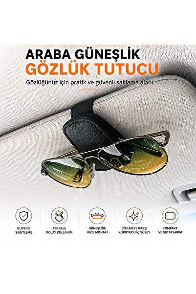 CONOCER Araç Güneşlik Gözlük Tutucu Manyetik Deri Gözlük Klipsi Güçlü Mıktıs ...