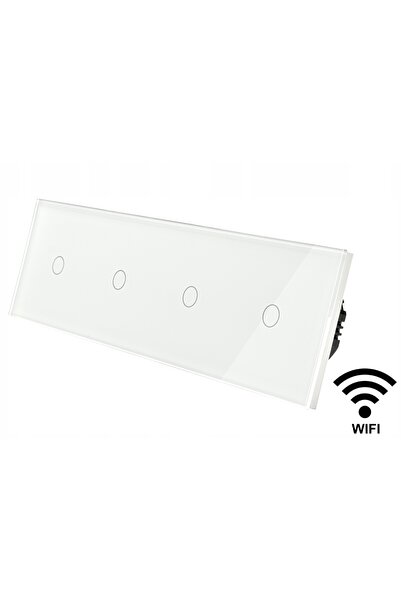 İNDUAL 1+1+1+1 Comutator tactil din sticlă Wifi Tuya Smart Life Alb