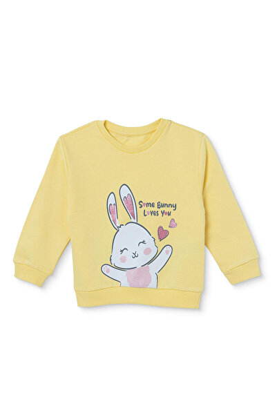 ebebek Hello Baby HelloBaby Kız Bebek Sweatshirt Tavşan Baskılı Bisiklet Yaka...