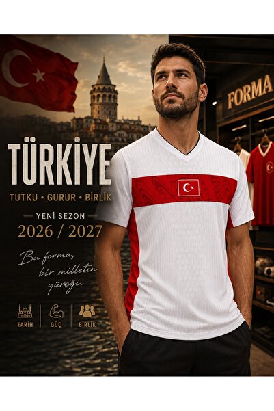 GOAT FORMA Türkiye Temalı Kişiye Özel İsim ve Numara Baskılı Beyaz Kırmızı V ...